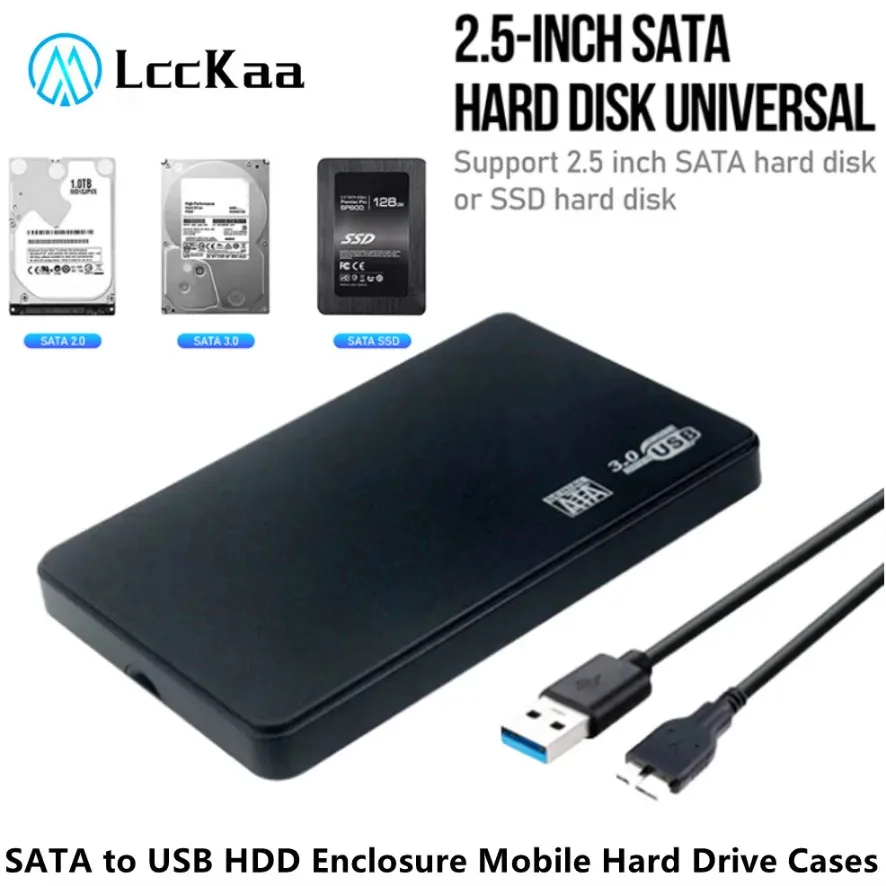 2,5 "SATA a USB 3,0 2,0 HDD carcasa de disco duro móvil para HDD SSD almacenamiento externo HDD disco duro con Cable USB