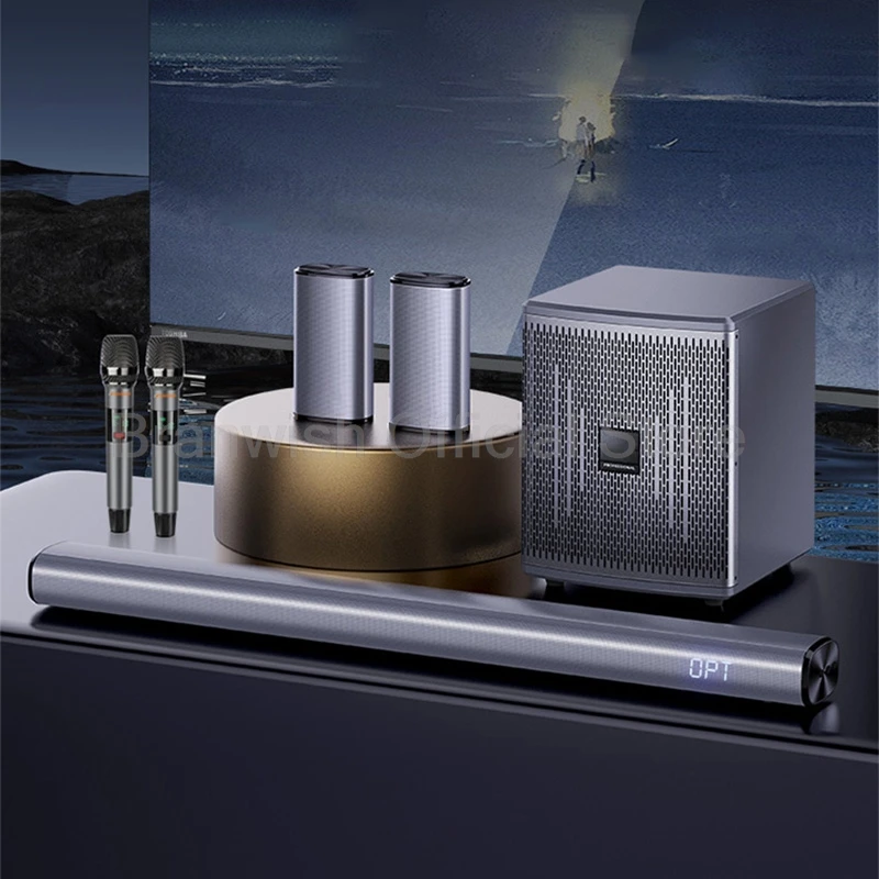 Sistema de Audio de cine en casa 5,1, HiFi, 100W, barra de sonido de 8 pulgadas, altavoces Subwoofer, TV, PC, juego para el hogar, pared de eco Coaxial de fibra HDMI - imagen 3