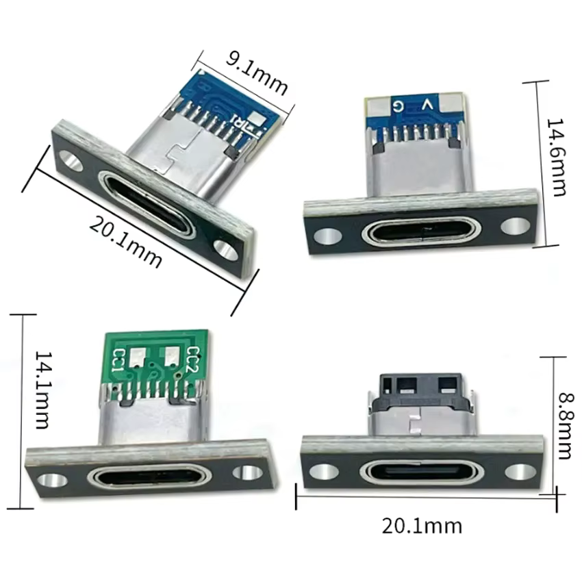 Conector USB-C Hembra USB 3.1 con Placa de Fijación DIY - imagen 3