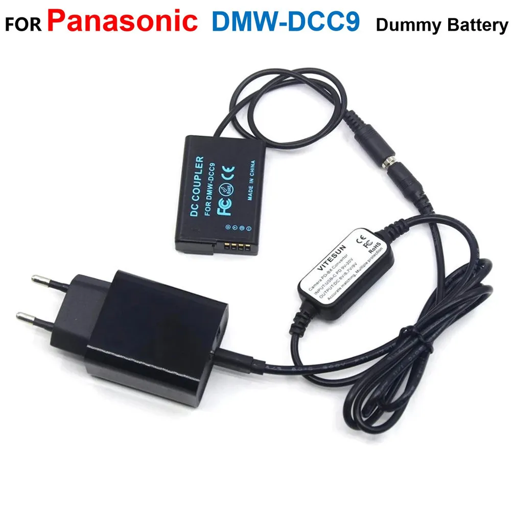 DMW-DCC9 BLD10 BLD10E batería falsa + Cable de alimentación USB C + adaptador de cargador PD para Lumix DMC-GX1 DMC GF2 G3 G3K G3R G3T G3W GF2CR GF2CW - imagen 2