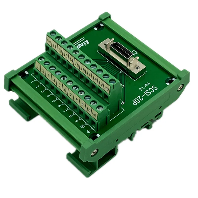SCSI-20P SCSI CN20 MDR hembra, Módulo adaptador de Terminal de 20 pines, montaje en Riel DIN, HPCN20P