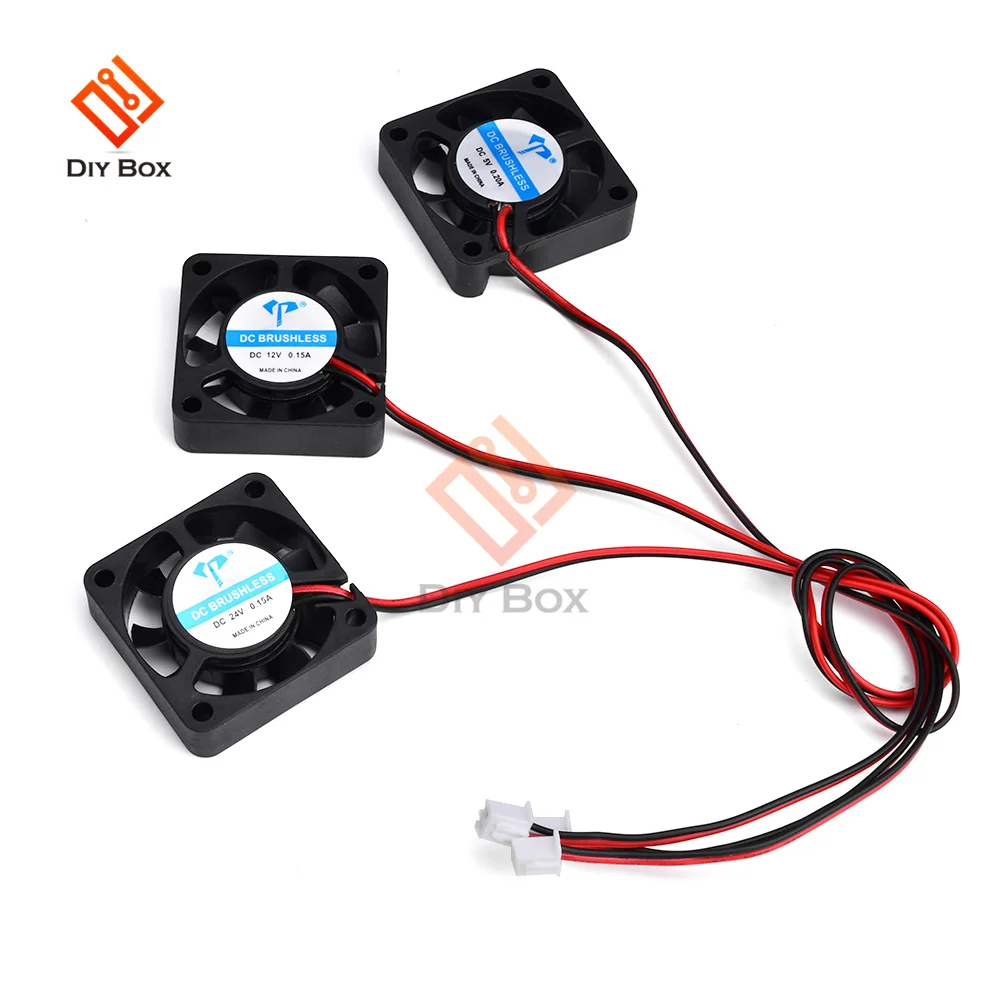 Ventilador Turbo de refrigeración, piezas de impresora 3D sin escobillas, 2 pines, 5V, 12V, 24V, CC, extrusora, pieza de soplador, ventiladores de plástico negro, 4cm, DC4010