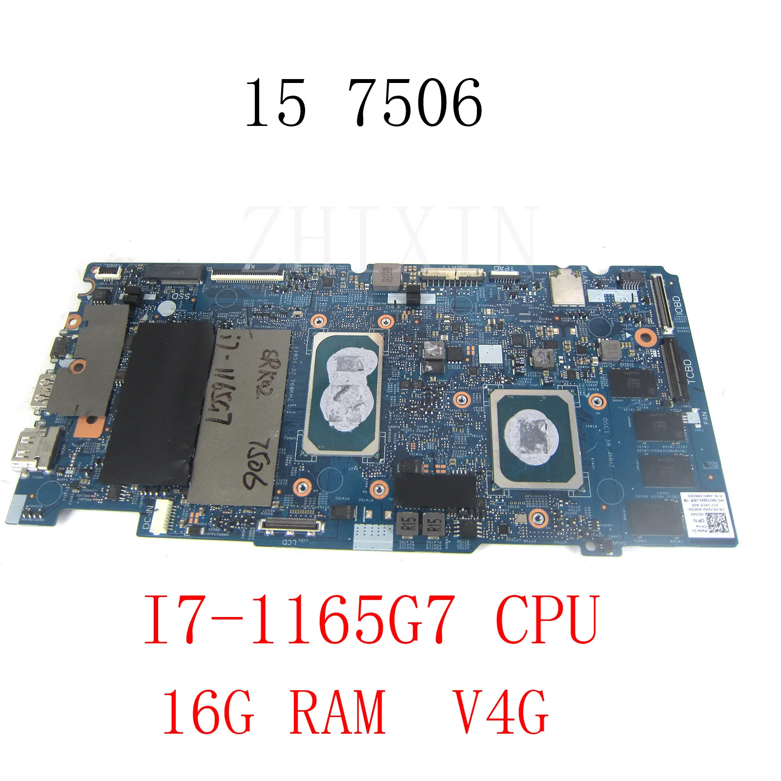 Para la placa base del ordenador portátil DELL Inspiron 15 7506 con I7-1165G7 CPU V4G GPU 16G RAM 19828-1 placa base prueba completa - imagen 2