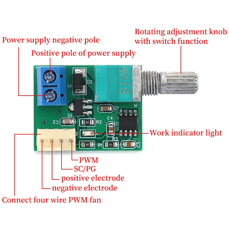 Controlador de velocidad PWM para ventilador de ordenador de cuatro cables DC12V con chasis de interruptor, el control de velocidad del ventilador de 4 cables puede apagar 3A - imagen 3