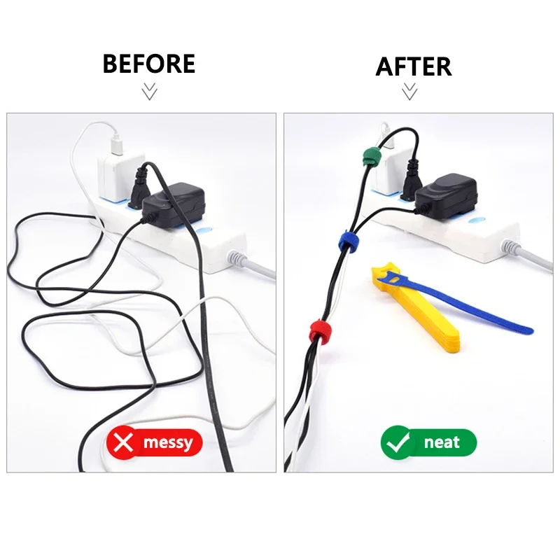 Agregue Auto Adhesivo Velcros cinta larga Cable gancho de computadora Nylon bridas de datos reutilizables caja de artes Cable de bucle piezas coloridas DIY - imagen 2