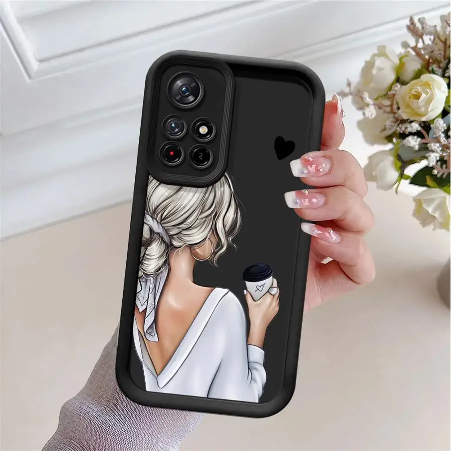 Funda de TPU suave con café para mujer urbana de dibujos animados para Xiaomi Redmi 10C 9C 14C A3 A5 13C 10A A2 A1 Plus 9T 12C 9A - imagen 4