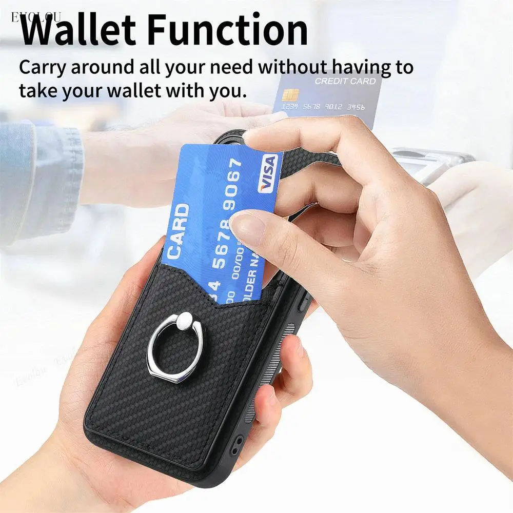 Para Google Pixel 9 Pro XL 9pro funda de teléfono tipo billetera de fibra de carbono para Google Pixel9 Pro XL 8A ranura para tarjeta cubierta de soporte de anillo magnético - imagen 5