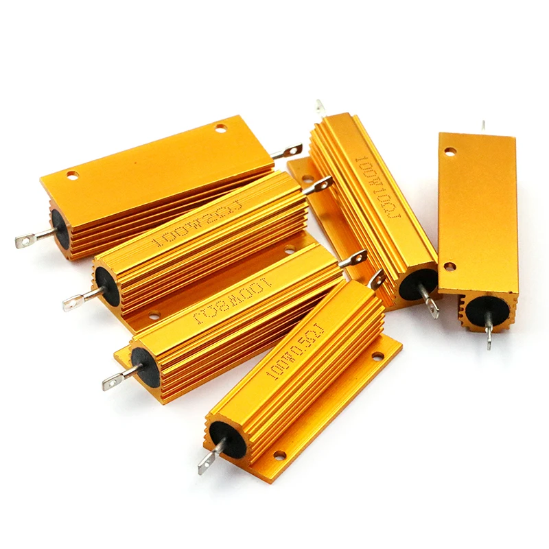 Resistencia de aluminio dorado de alta potencia, 1 piezas, 100W, 0,1 ~ 500Ω, 0,1, 0,2, 0,5, 1, 2, 3, 4, 5, 8, 10, 20, 50, 100, 200, 500 Ohm - imagen 4
