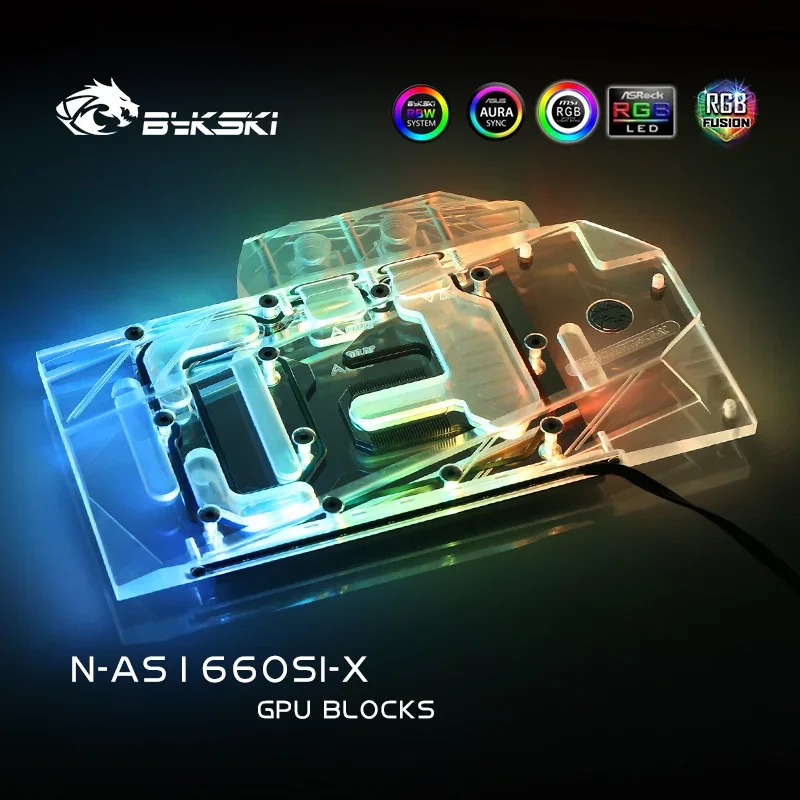 Bykski bloque de agua para ASUS GTX1660-O6G-SI/bloque de radiador de cobre de cubierta completa/3PIN 5V A-RGB/4PIN 12V RGB - imagen 5