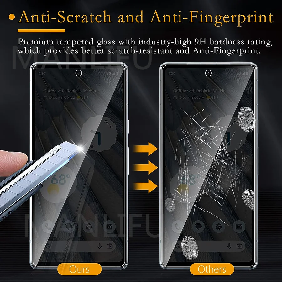 Protector de pantalla de privacidad para Google Pixel 7a, funda de película de vidrio templado de pantalla completa antiespía, compatible con Google Pixel 6 7 8 Pro - imagen 3