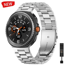 Correa de acero inoxidable para Samsung Galaxy Watch 8, 40mm, 44mm, correa de Metal sin huecos para Galaxy Watch 8, pulsera clásica de 46mm