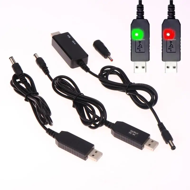 1 Juego de Cable USB de 5V a 12V, convertidor de refuerzo, Cable elevador para ventilador de módem de enrutador Wifi, conector de Cable de WiFi a Powerbank de 5,5x2,1mm - imagen 3