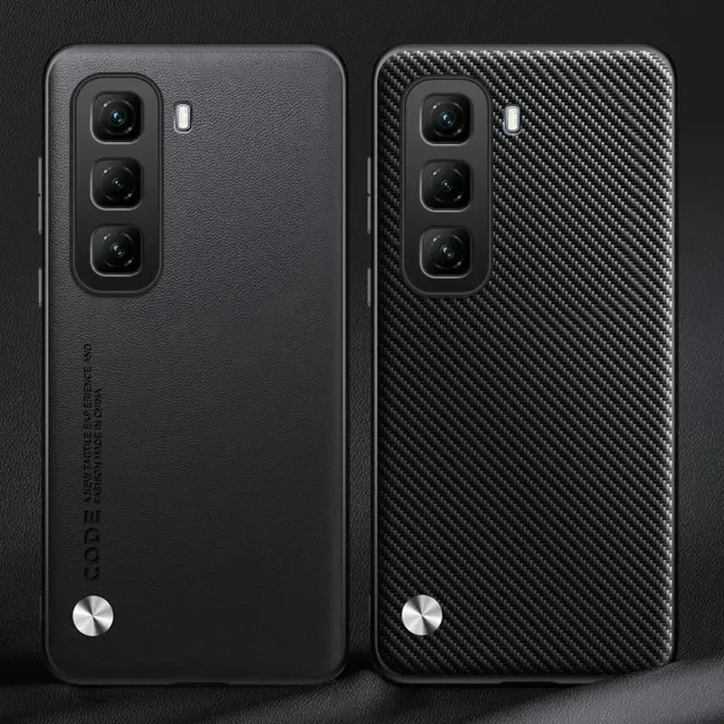 Para infinix Hot 50 Pro Plus Funda rígida de cuero PU de fibra de carbono, funda rígida antigolpes para infinix Hot 50 Pro 4G - imagen 2