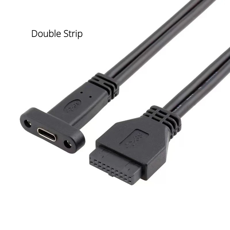 Cable de datos hembra IDC a tipo C PCI de 20 pines, chasis, placa base USB 3,0 trasera, Cable adaptador deflector de 19 pines, doble cara, 5G - imagen 4
