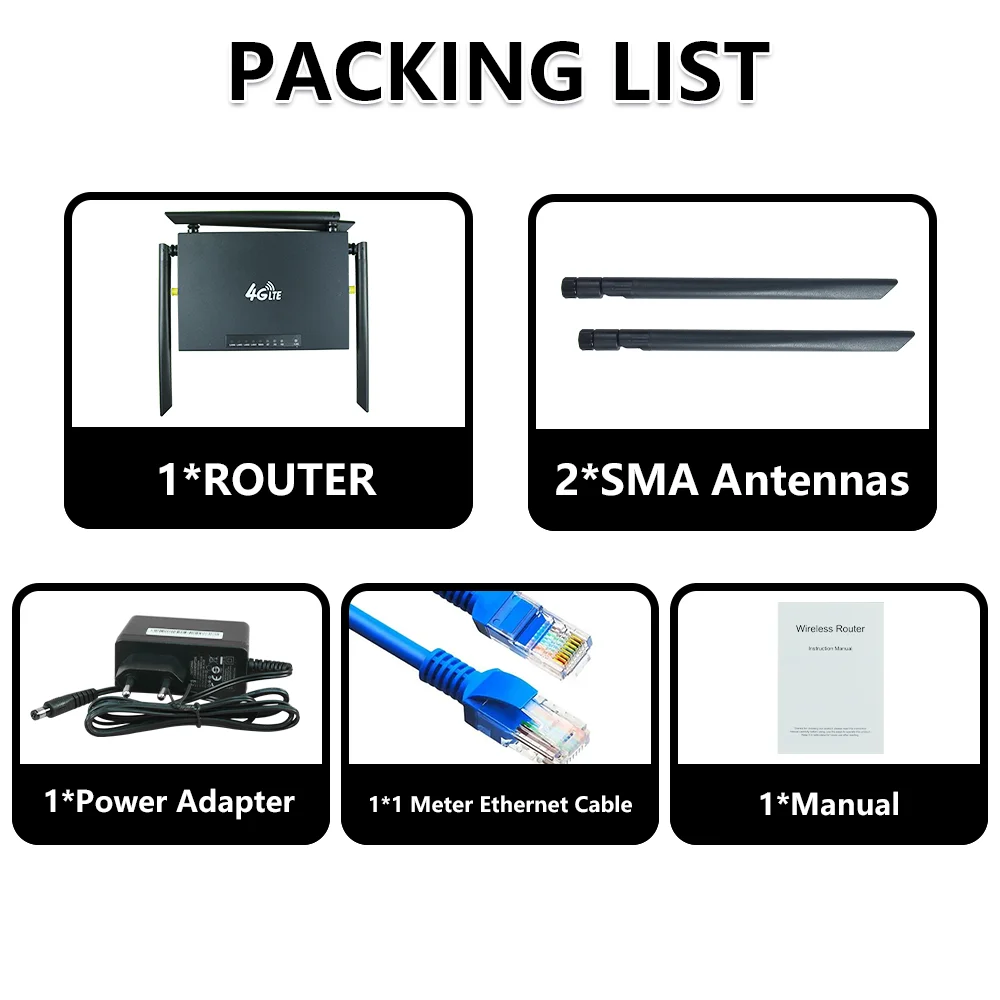 OPTFOCUS 4G LTE enrutador módem conector SMA para antenas al aire libre 4G WIFI tarjeta SIM con 6 antenas Hotspot móvil 4G CPE wi-fi - imagen 3