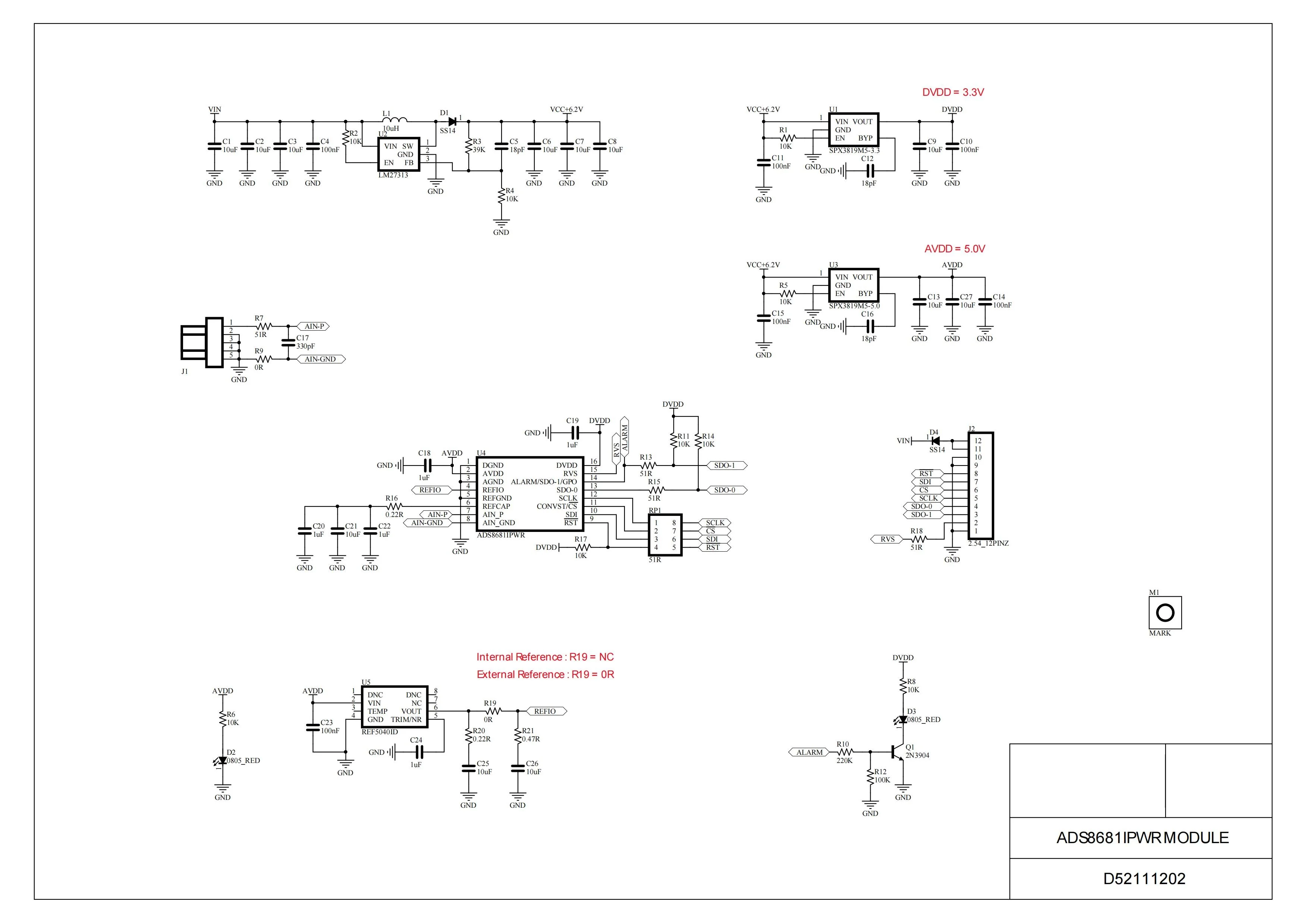 Módulo de aplicación ADS8681 16Bit 1Msps SAR ADC módulo Bipolar único 2,56-12.288V entrada - imagen 3