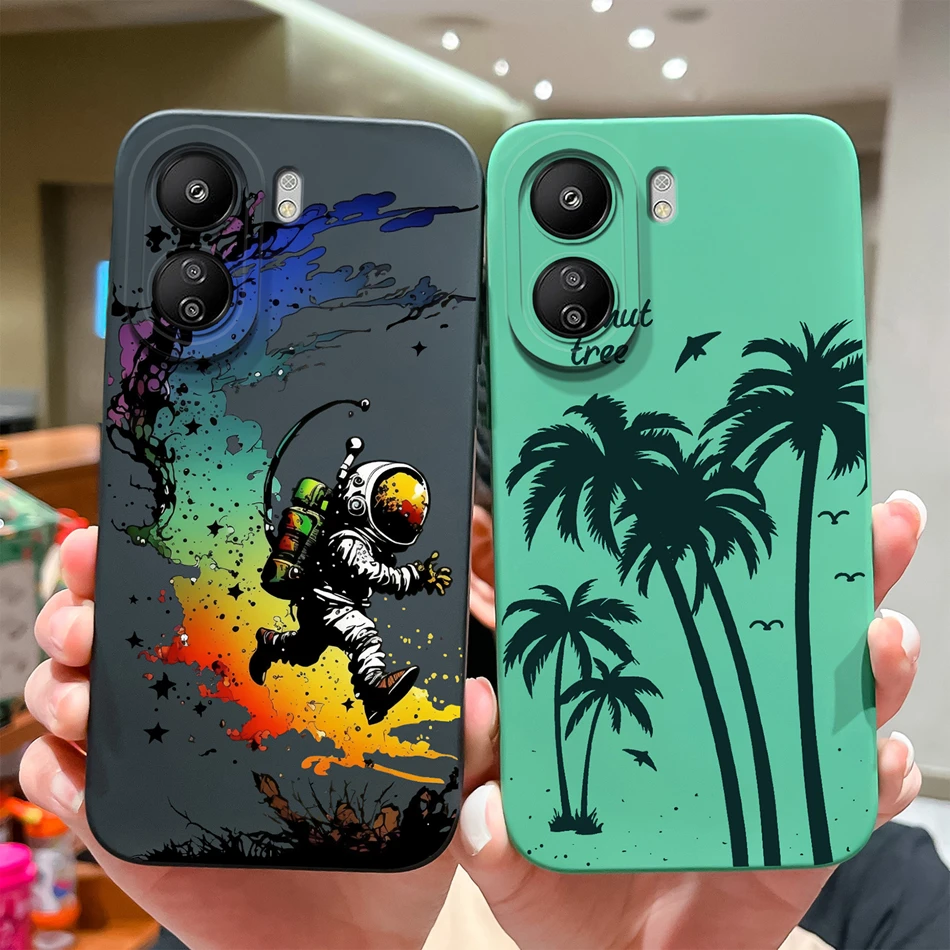 Para Redmi 13C funda de teléfono con estampado Floral protección completa contraportada para Xiaomi Redmi 13 C 4G 5G parachoques de silicona líquida suave y liso - imagen 4
