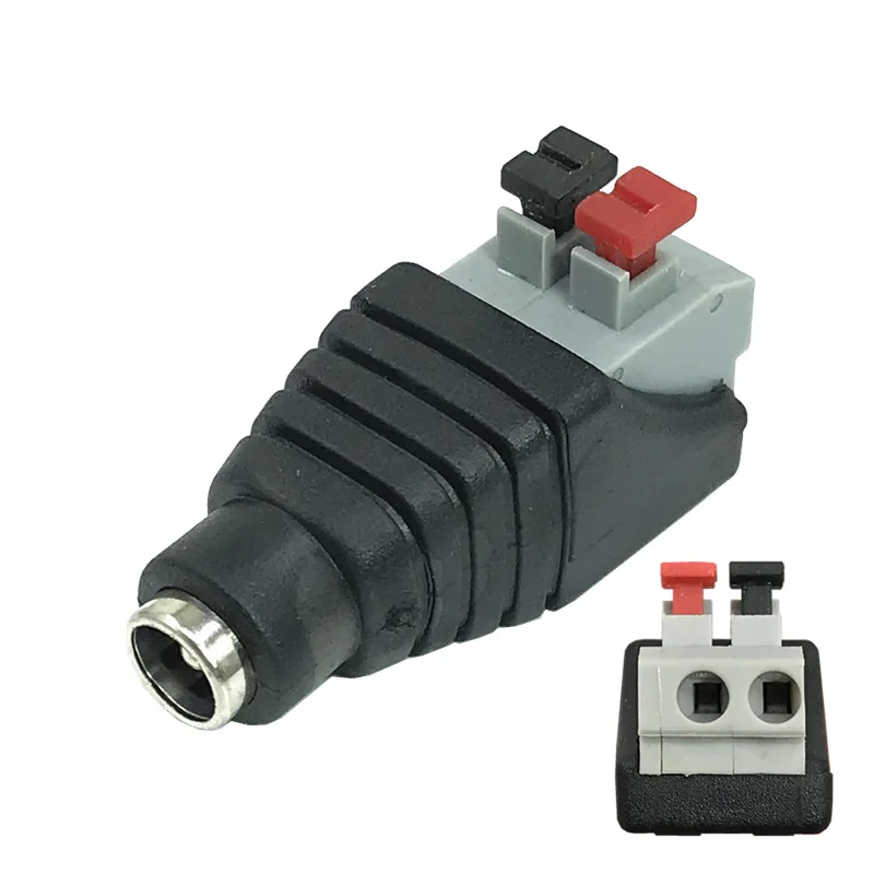 Conector de alimentación CC tipo prensa sin soldadura, 5 uds., enchufe trasero macho y hembra, monitor de vídeo de 12V, terminal de conexión de 5,5x2,1 MM