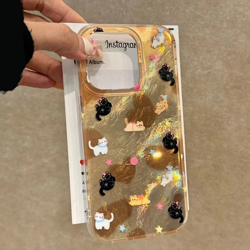 Patrón de vórtice marrón amor corazón gato funda de teléfono transparente para iPhone 17 16 15 14 13 12 11 Pro Max XS XR X 7 Plus funda suave de silicona - imagen 2