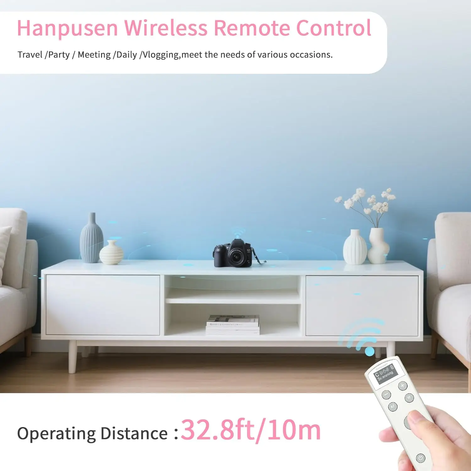 Hanpusen BR-3C Control remoto inalámbrico multifunción recargable para Canon R RP R5 R8 R50 R100 M50 M200 M6II 6DII G7X3 G5X2 - imagen 5