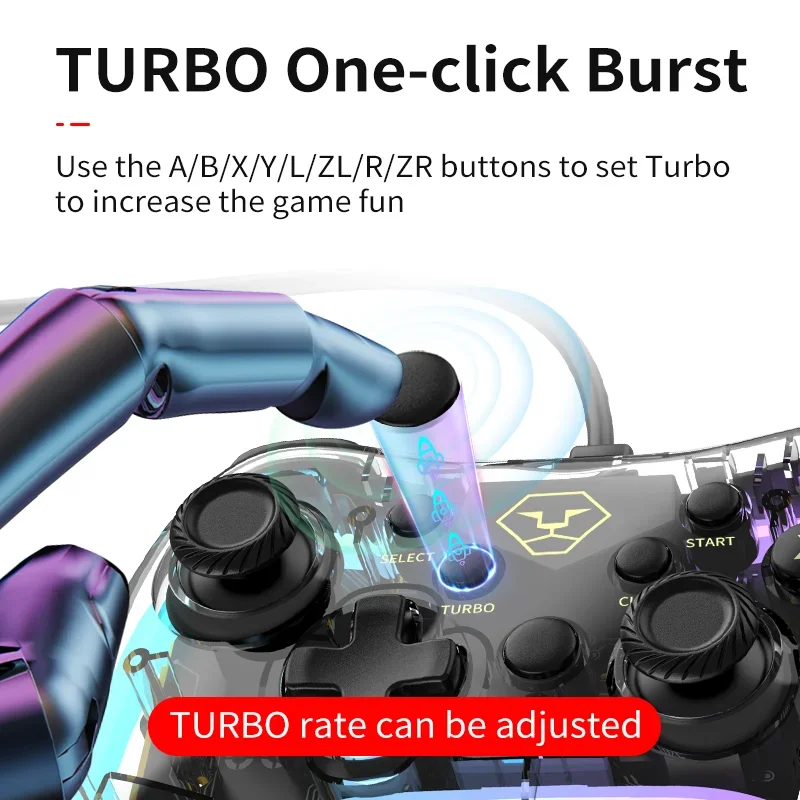Mando con cable RGB para Nintendo Switch/Switch OLED/Switch Lite/Android/IOS con teclas Turbe, Gamepad con cable para PC - imagen 2