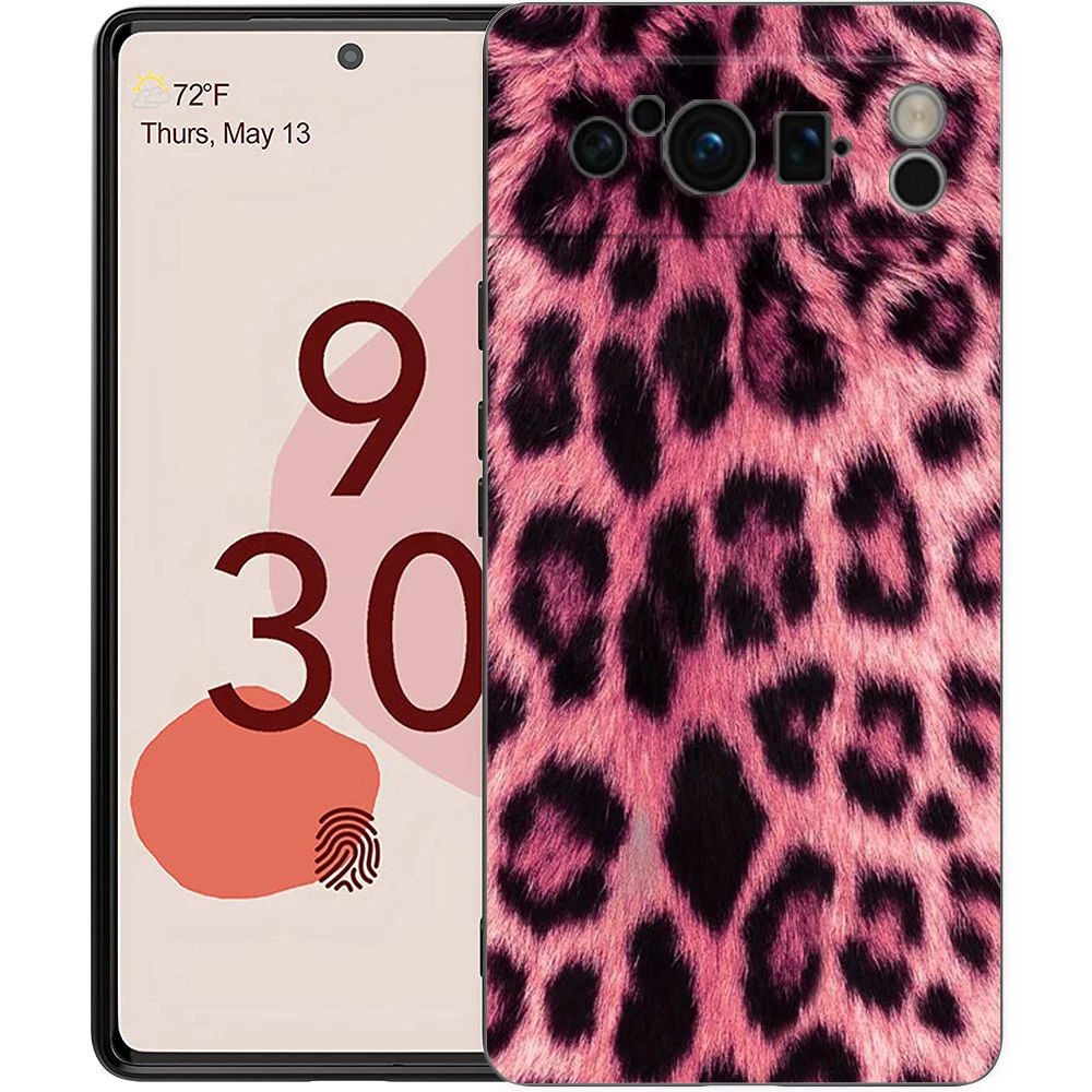 Funda de teléfono con estampado de leopardo rosa para Google Pixel 10 9 8 7 6 Pro XL 9A 8A 6A 7A 5G, funda negra de TPU suave a prueba de golpes - imagen 3