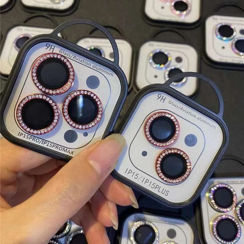 Protector de lente de cámara de diamante, 2-3 Uds., para IPhone 17 16 Pro Max 12 13 Mini 14 15 Plus 16 Pro Max, cristal de cámara de Metal con brillo ostentoso - imagen 2