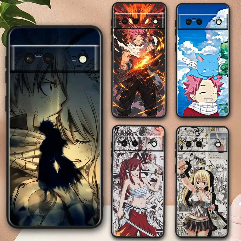 Fairy Tail Anime para Google Pixel 10 9 8 7 9a 8A 7a 6a XL Pro 5G funda de teléfono negra