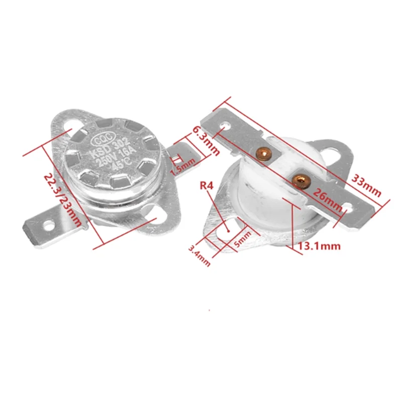 1 Uds KSD302 16A 250V cerámica KSD301 interruptor de temperatura normalmente cerrado termostato 40 55 65 75 90 100 120 140 150 170 180 190C