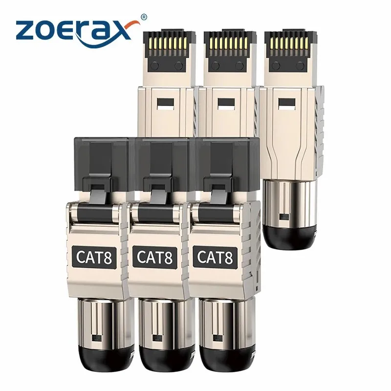ZoeRax Conectores RJ45 Herramienta gratuita Cat8 CAT7 CAT6A, Cat 8 Enchufe de terminación de campo Enchufes modulares RJ45 blindados para 2000MHz 40G - imagen 2