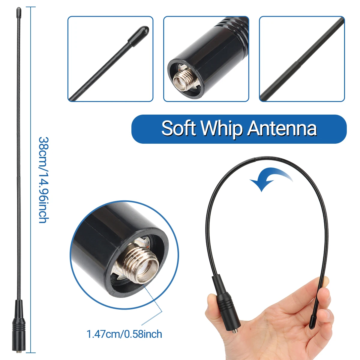 AM-771 antena Tri Band 144/220/430MHz SMA hembra para Quansheng UVK5 UVK6 UV5R Plus Baofeng M5R UV17M UV13M Rt-830 Walkie Talkie - imagen 3