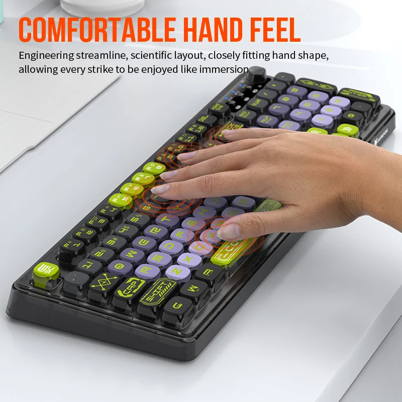 XUNSVFOX K98 teclado inalámbrico Bluetooth para juegos 99 teclas gradiente teclas tres modos RGB efecto de iluminación e-sports juego Oficina - imagen 5