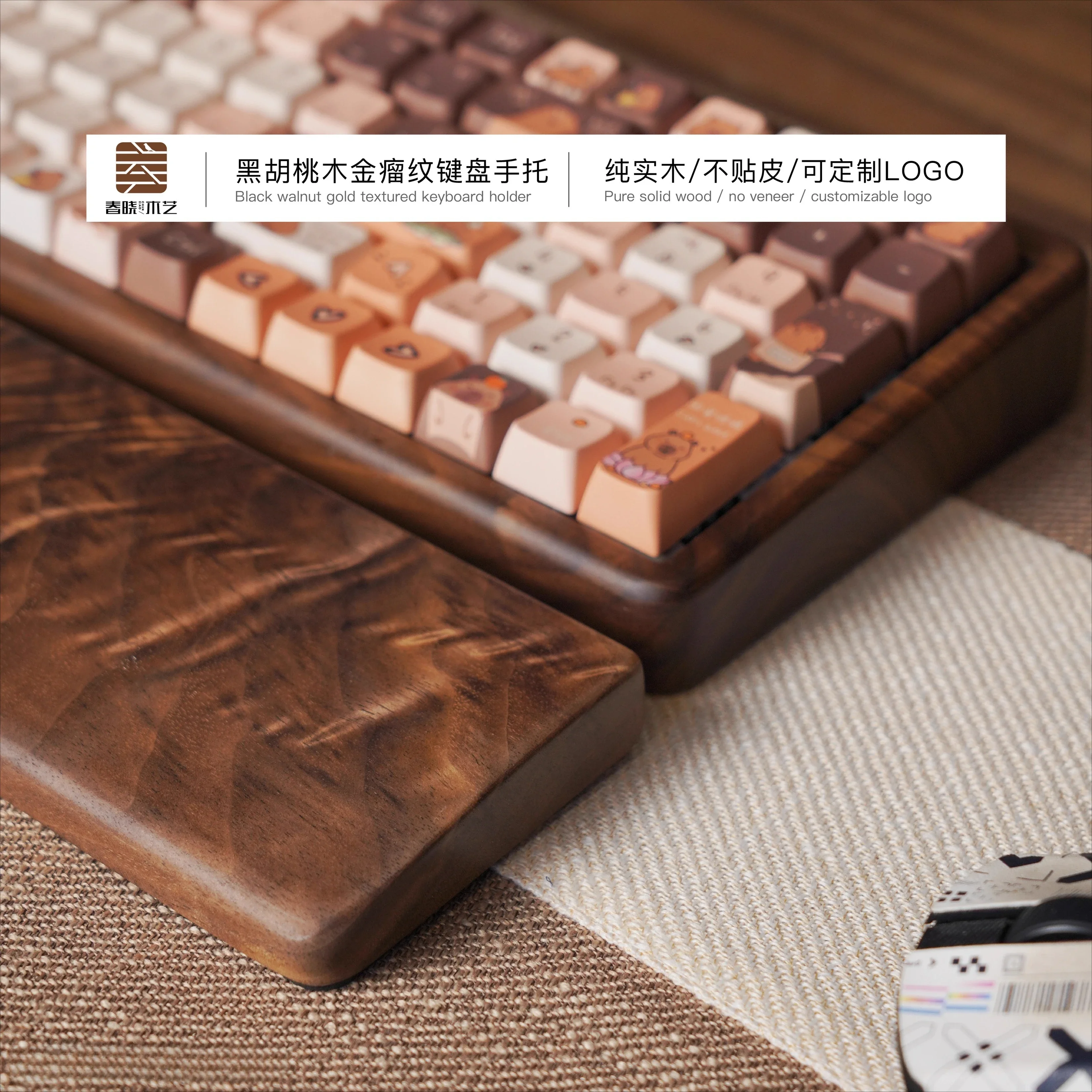 Reposamanos para teclado, muñeca personalizada de madera de nogal negro, ergonómico para teclado mecánico de 75/87/98/104 teclas, accesorio para reposamanos - imagen 4