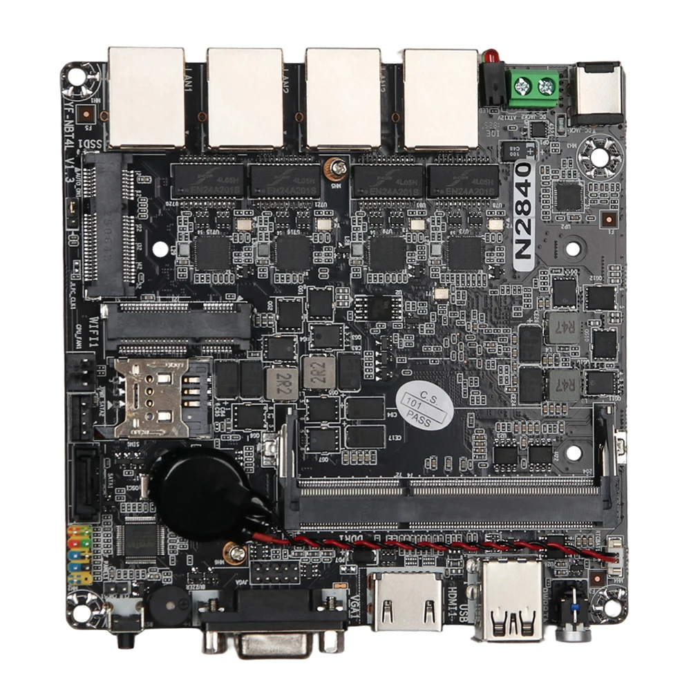 Placa base Mini ITX X86 de 120 x 120 mm con CPU Intel Celeron N2830, 4 puertos Ethernet de 2,5 G, HDMI, VGA, 2 puertos USB, ranura Mini PCIe, ranura SIM, SATA, mSATA. Compatible con Windows, Linux, Debian, Pfsense Open