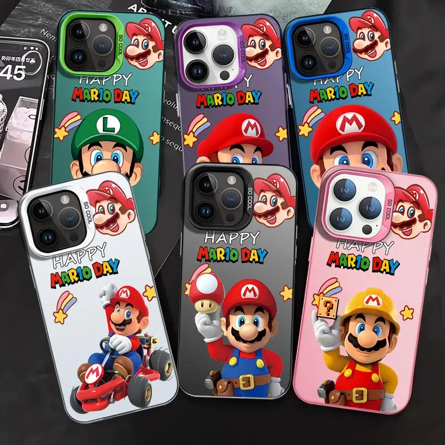 Funda de teléfono de dibujos animados s-super m-marios Bros para iPhone 16 15 14 13 12 11 Pro Max 7 8 Plus XR XS Max cubierta mate de silicona a prueba de golpes
