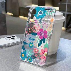 Funda transparente de silicona con flores para iPhone 17 Pro Max