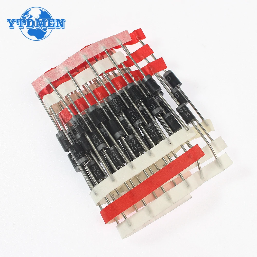 50 Uds Kit de diodos Schottky SR3100 SR3200 SR560 SR5100 SR5200 3A 5A 60V 100V 200V DO-201AD 5 valores * 10 Uds componentes electrónicos - imagen 5