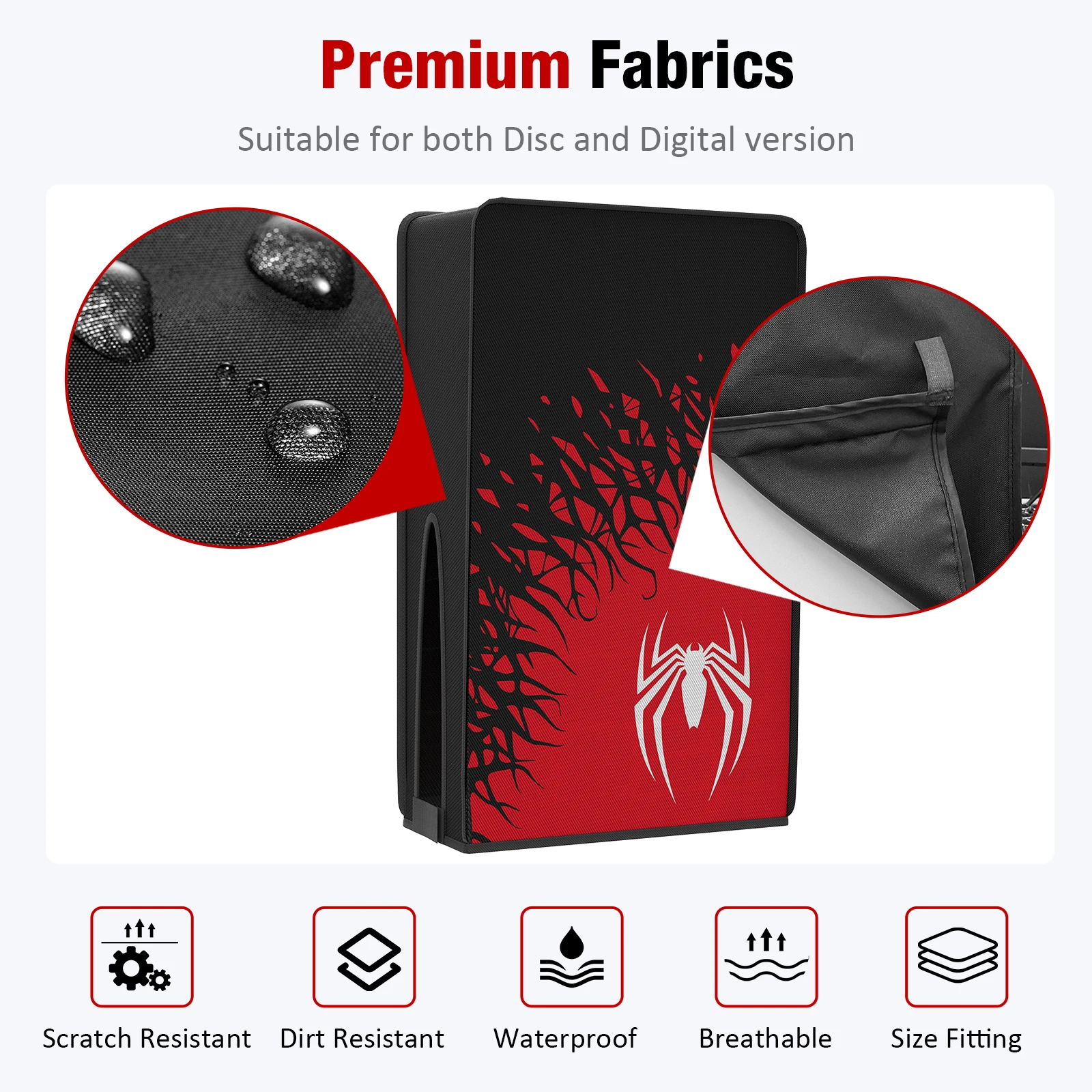 Nuevos accesorios para juegos Spider, funda antipolvo impermeable antiarañazos para consola delgada ps5/PS5, edición Digital y edición de disco - imagen 3