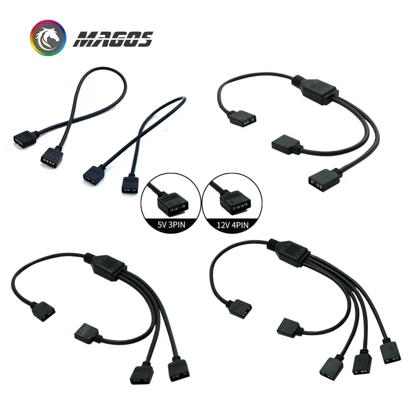 Divisor de sincronización RGB de placa base, Cable de extensión de concentrador de sincronización ARGB de 5V y 3 pines, divisor ARGB de ventilador de chasis de 1 a 2/3/4 para ASUS MSI GIGABYTE - imagen 4