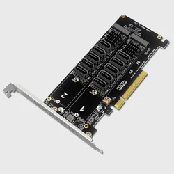 Tarjeta de expansión PCI-E sata, doble NVME RAID PCI-E X8, tarjeta dividida a SATA, adaptador de 10 puertos, tarjeta Pcie, Chipset JMB585