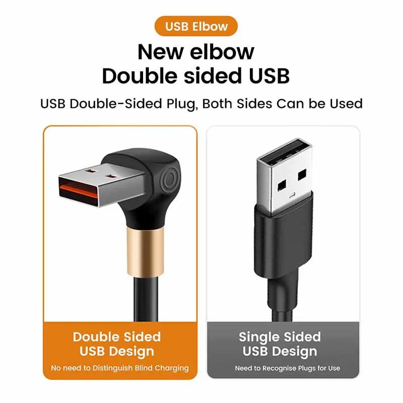 Cable de resorte tipo codo de 90 grados, Cable de datos USB tipo C 6A para Samsung, Xiaomi, Huawei, cargador de teléfono telescópico para coche, Cable USB C - imagen 5