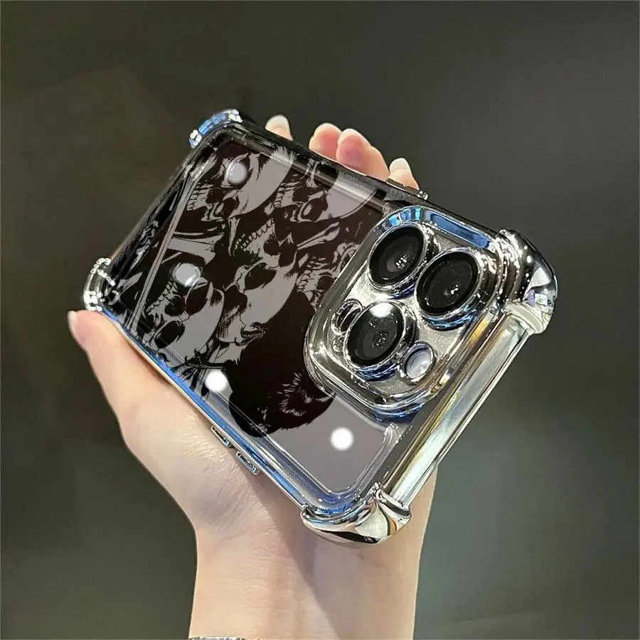 Funda de teléfono con cubierta suave y genial con calavera para iPhone 16 15 14 Plus 16e 17 Air 13 12 11 Pro Max - imagen 4