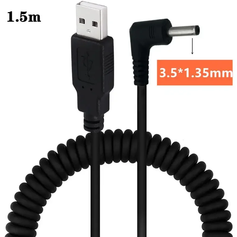 Cable de alimentación de corriente USB a DC 2,0/2,5/3,0/3,5/3,8/4,0/4,7mm macho 5V2A, Cable de carga, Cable de resorte telescópico USB, 5,5 m