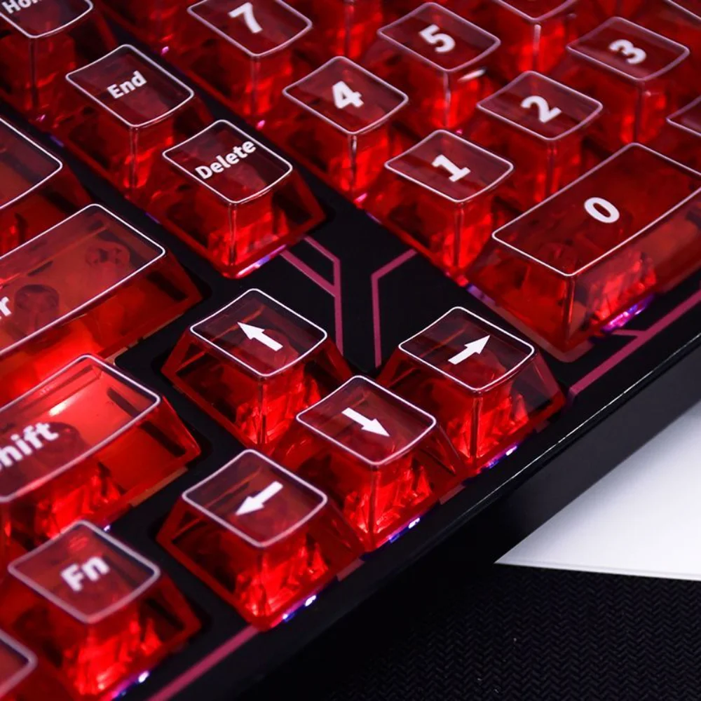 Juego de teclas transparentes de color rojo cristal, cereza, 130 teclas, PC, eje magnético mecánico adaptable, Teclado mecánico Nano68 Mx Wooting