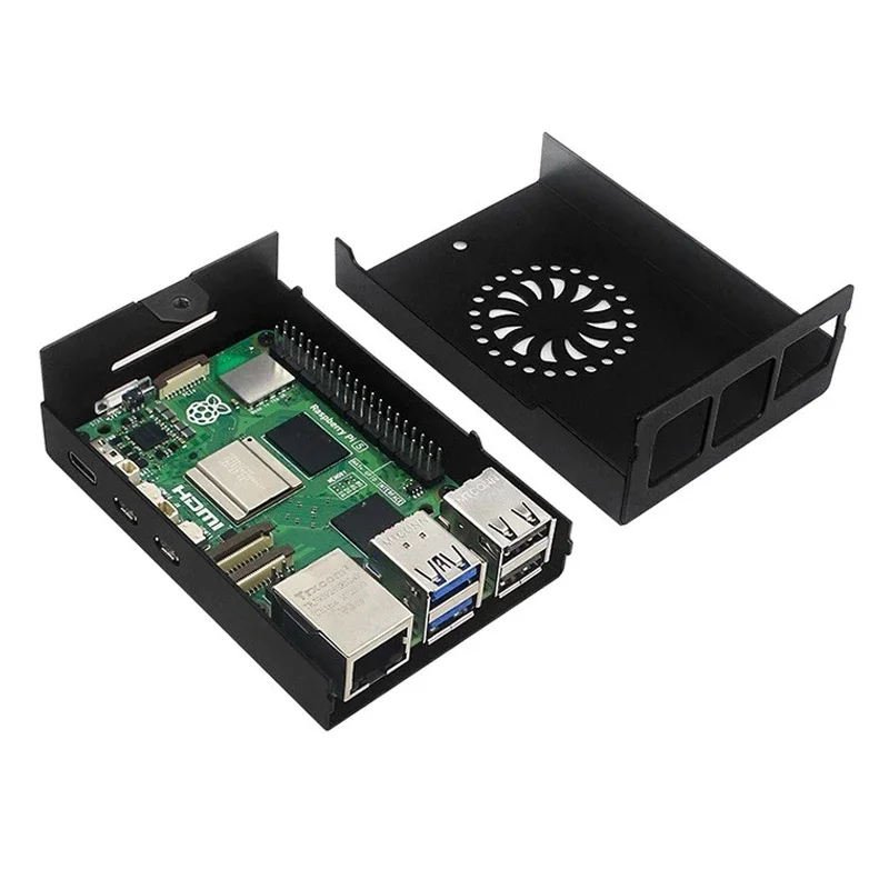 Carcasa de Metal para Raspberry Pi 5, carcasa de aleación de aluminio, carcasa negra, ventilador de refrigeración PWM opcional, disipador térmico, enfriador activo para RPI 5 - imagen 4