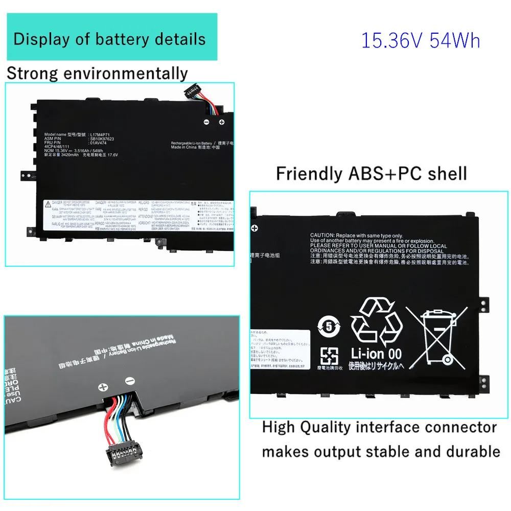 L17C4P71 01AV475 L17M4P71 batería del ordenador portátil para Lenovo ThinkPad X1 Yoga 3. a generación 2018 Series 01AV499 L17M4P73 01AV474 - imagen 2