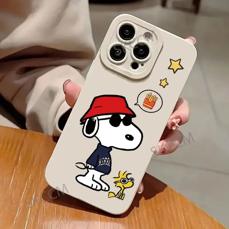 Funda de teléfono con dibujos animados de Snoopy, cubierta bonita a prueba de golpes para iPhone 16, 15, 14, 13, 12, 11 Pro Max, 12, 13 Mini, X, XR, XS MAX, 8, 7 - imagen 4