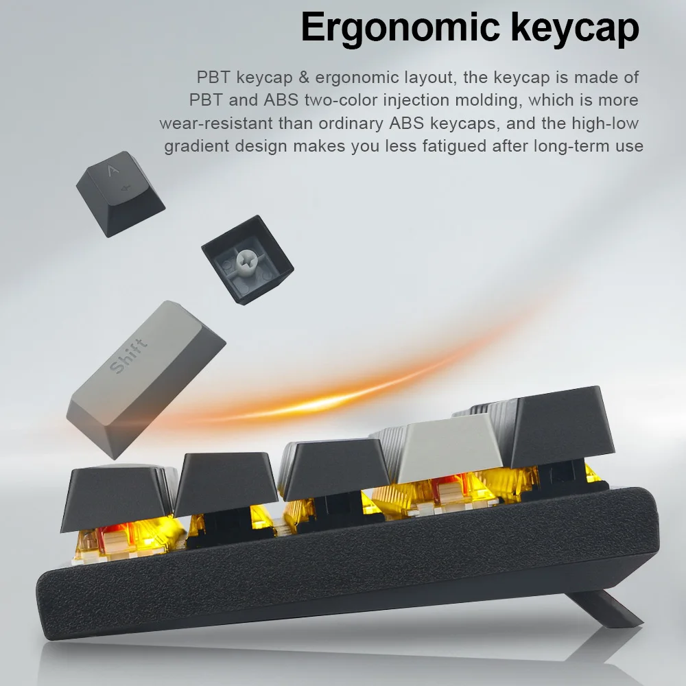 E-YOOSO Z11 USB 60% Mini teclado mecánico para juegos interruptor rojo azul 61 teclas cable desmontable con cable, portátil para ordenador de viaje - imagen 3