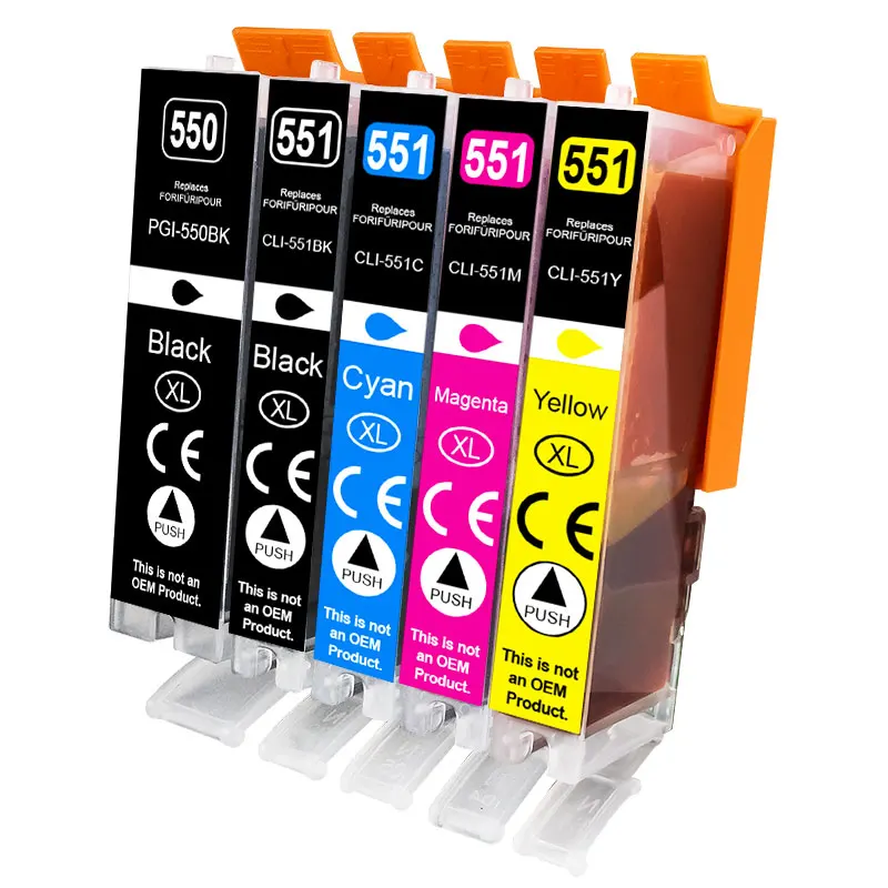Compatible con cartuchos de tinta Canon CLI 551 PGI 550 para Pixma iP7250 iX6850 MG5550 MG5650 MG6450 MG6650 MX725 MX925 - imagen 5