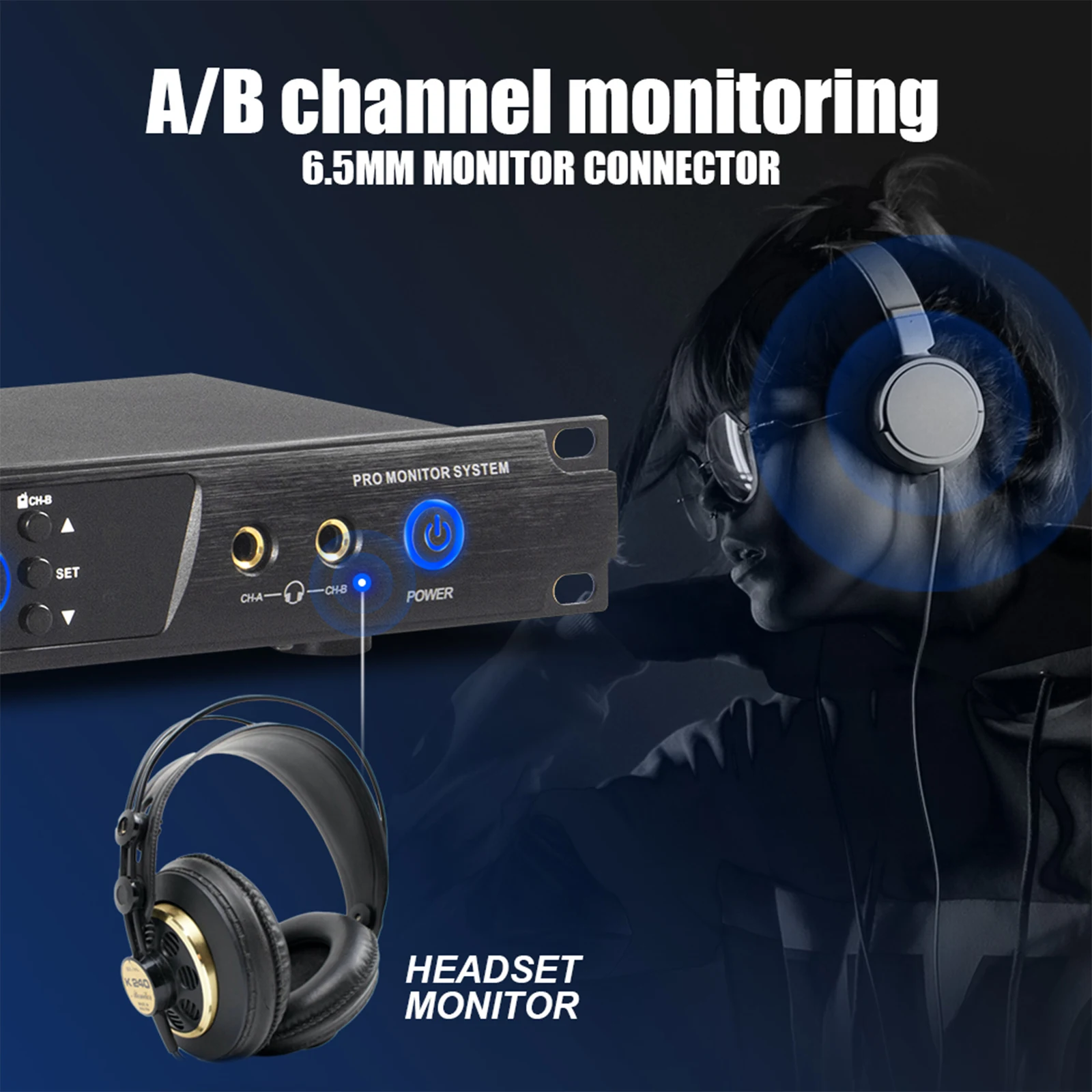 Debra ER-202 sistema de Monitor de oído inalámbrico UHF de Audio de escenario con transmisor múltiple para cantante de puesta en escena - imagen 5